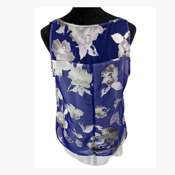 Simply Vera Vera Wang Sheer Burnout Floral Tank Top Dark Periwinkle  Size L  EUC - Picture 2 of 8